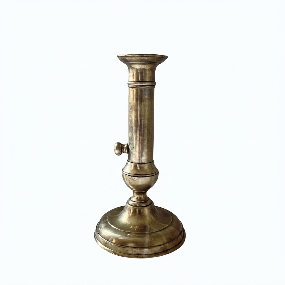 Vintage Brass Victorian Chamberstick Candle Holder Ejector Push Up Georgian 1800
